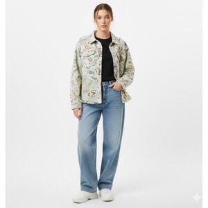 BLANKNYC Women's Jacket Size L Patchwork Paisley‎ Print Denim